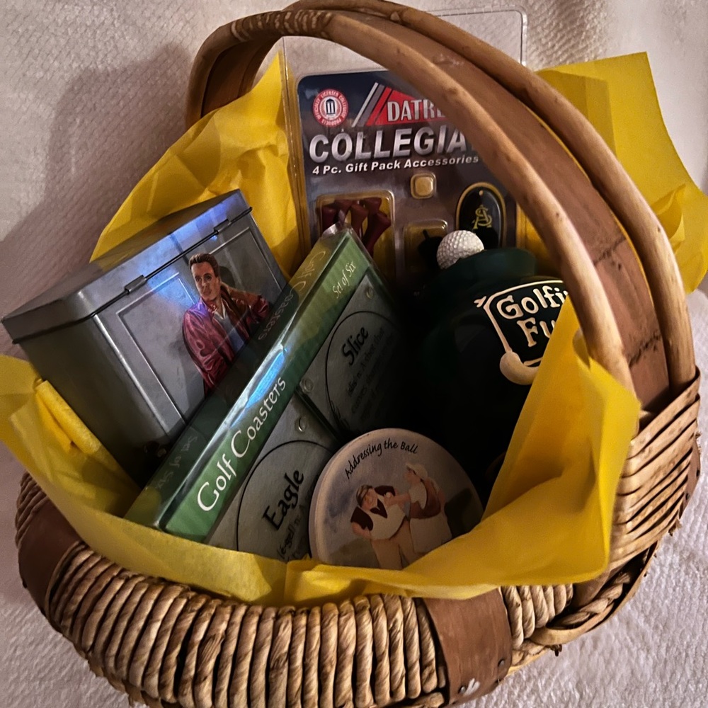 Golf theme basket GREAT FATHERS DAY GIFT!!!!!!!